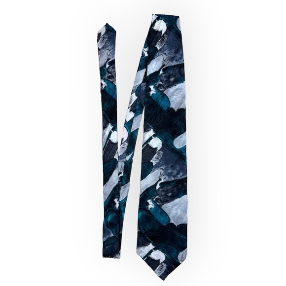 Vintage Other - Vintage JT Beckett Blue White Gray Teal Floral Tie Mens Fancy Business Wedding